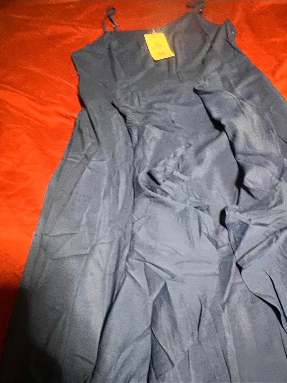 Homrain Navy Blue Ruffle Slip Dress - Picture 2 of 7